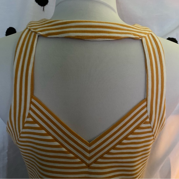 Anthropologie Deletta Golden Yellow White Striped Racerback Halter Tank Small - Picture 4 of 9